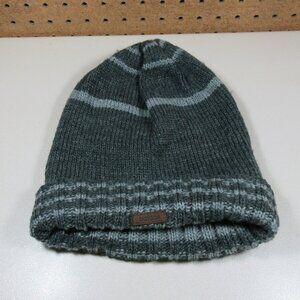 adidas womens heathered 2tone gray striped fleece lined knit beanie OS
